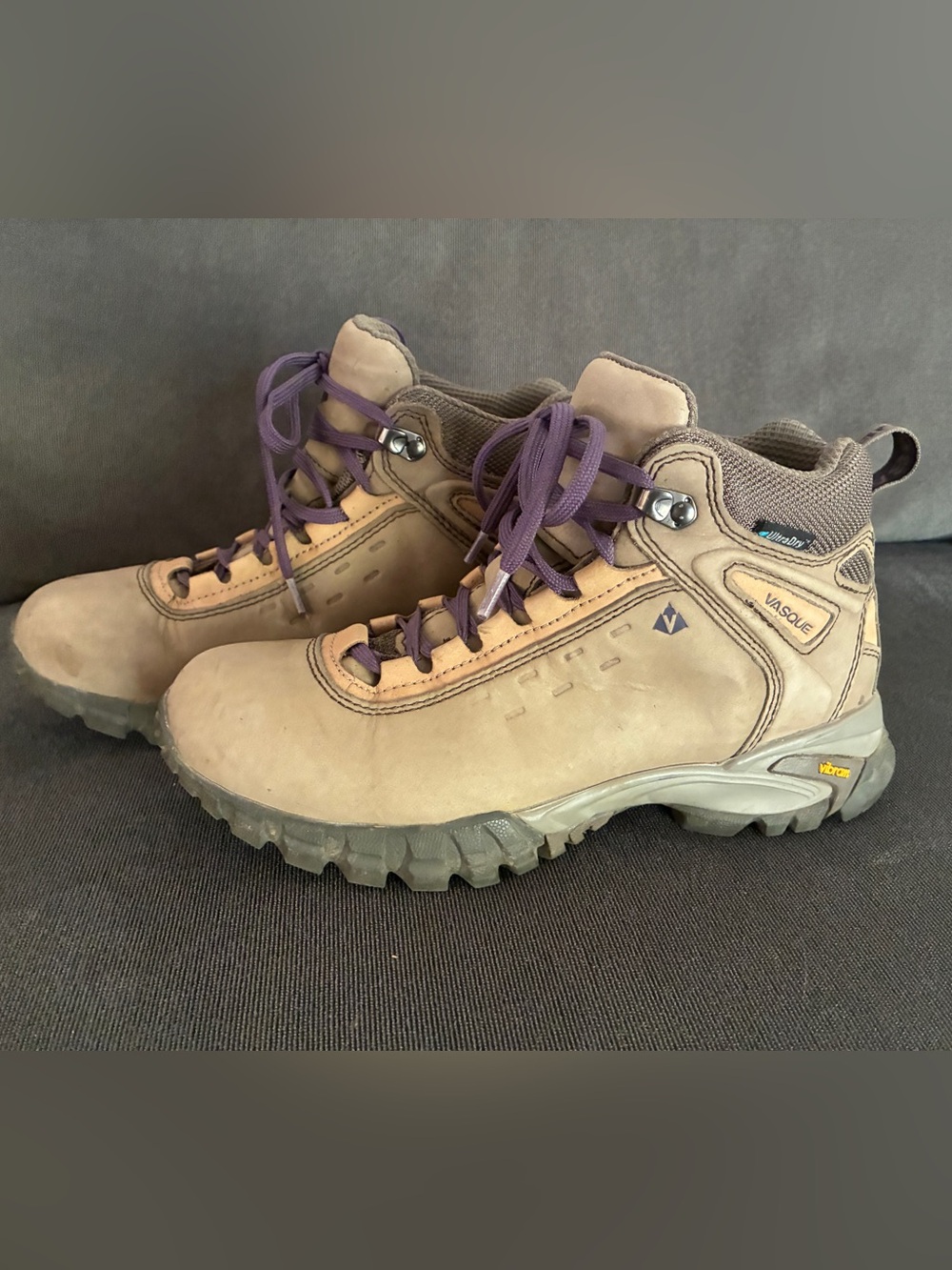 Vasque Women's Hiking Boots - Tan with Purple Laces (Merrell insoles)